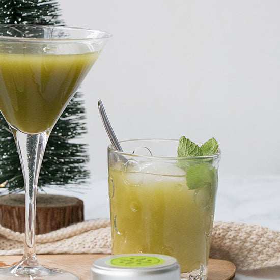 Matcha mocktail en cocktail aperitief