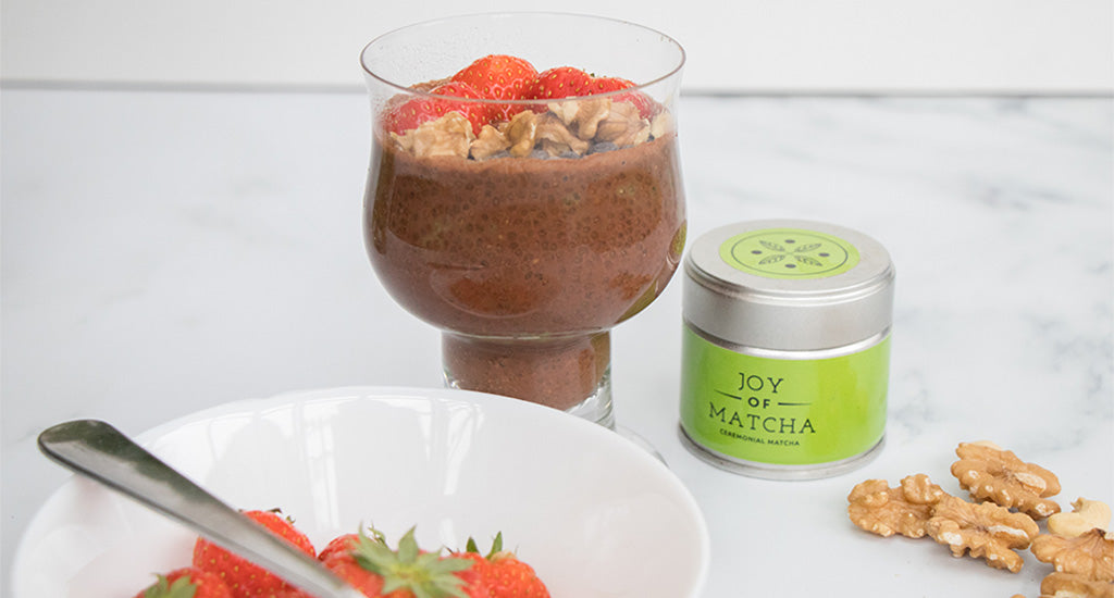 Keto chocolade matcha chia pudding