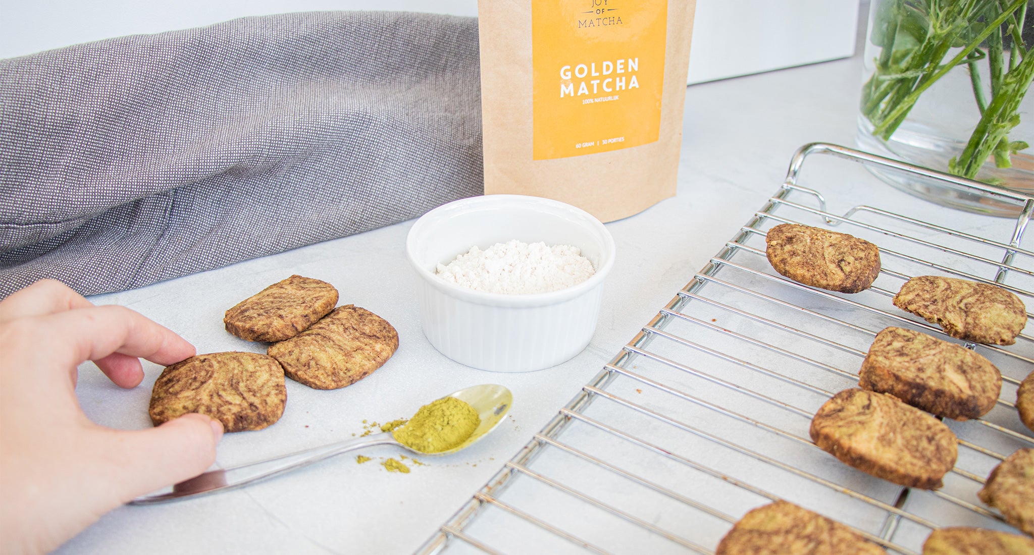 Speltkoekjes met matcha